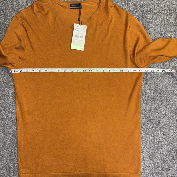 NWT Zara Mens Size XL Brown Lightweight V- Neck Pullover Sweater - Picture 4 of 7